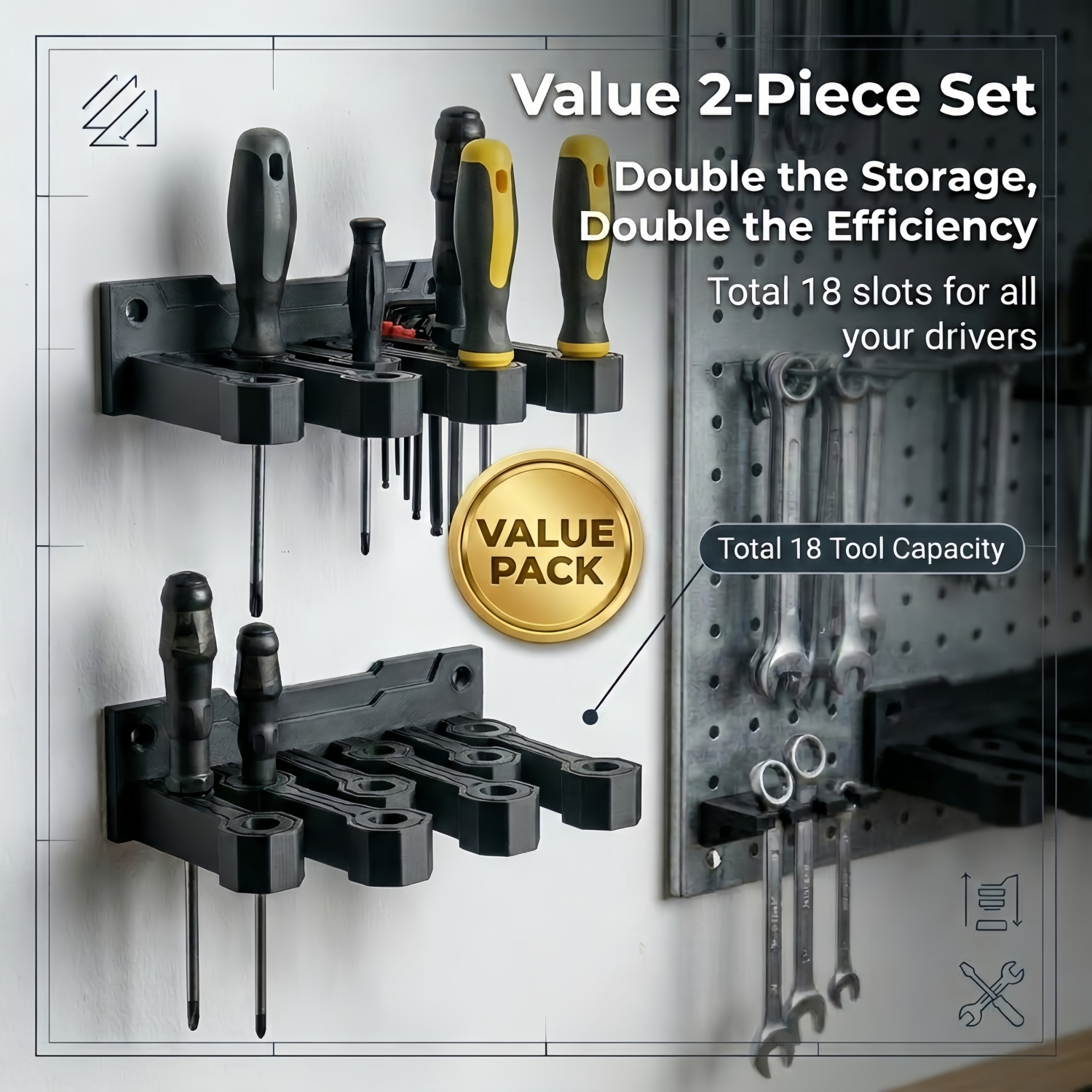 Workshop Tools Store - 1-Piece Screwdriver Storage Rack, Screwdriver Organizer