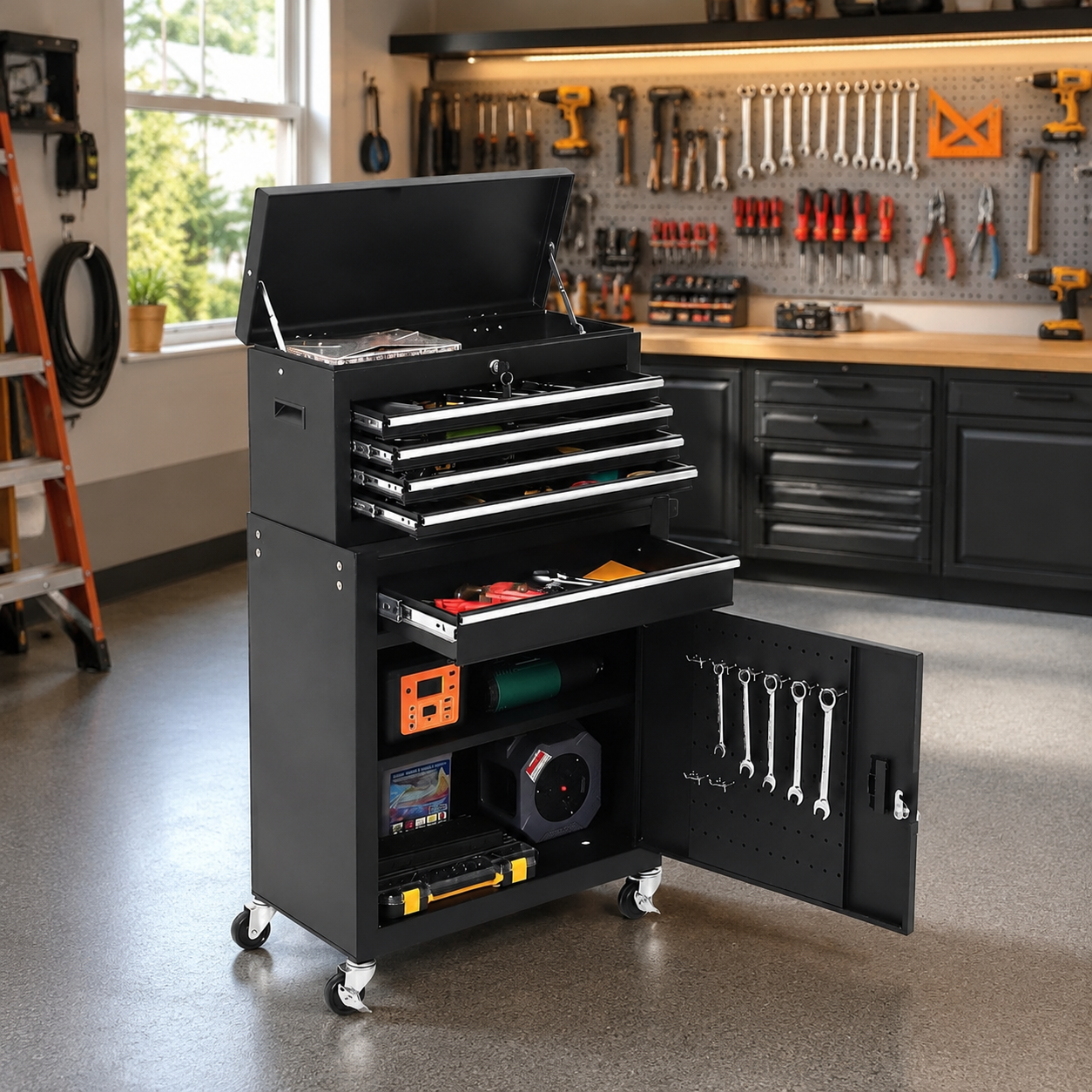 Workshop Tools Trolley - 5 Drawer Rolling Tool Cabinet with