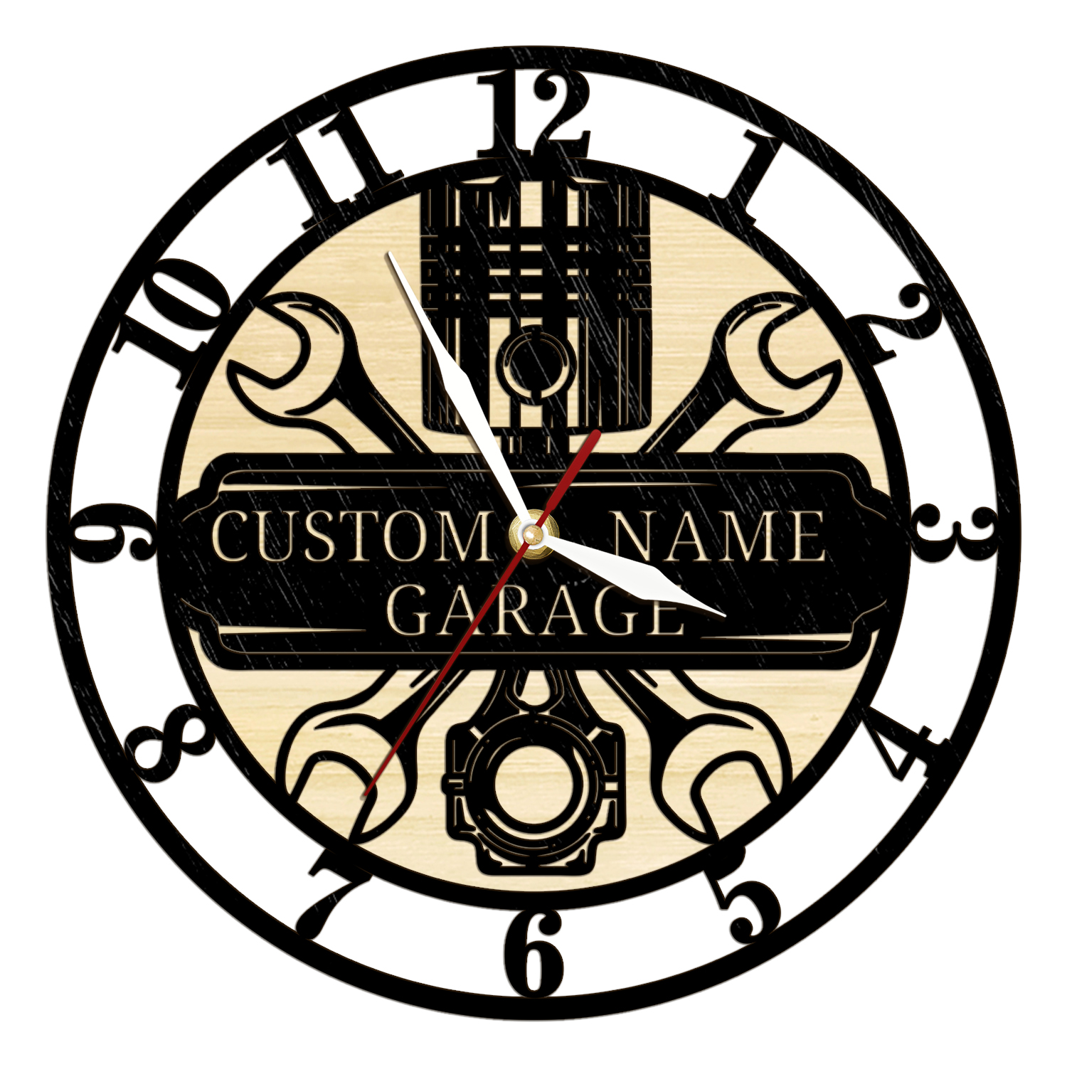 Workshop Tools And Names - Custom Garage Tools Wooden Wall Clock