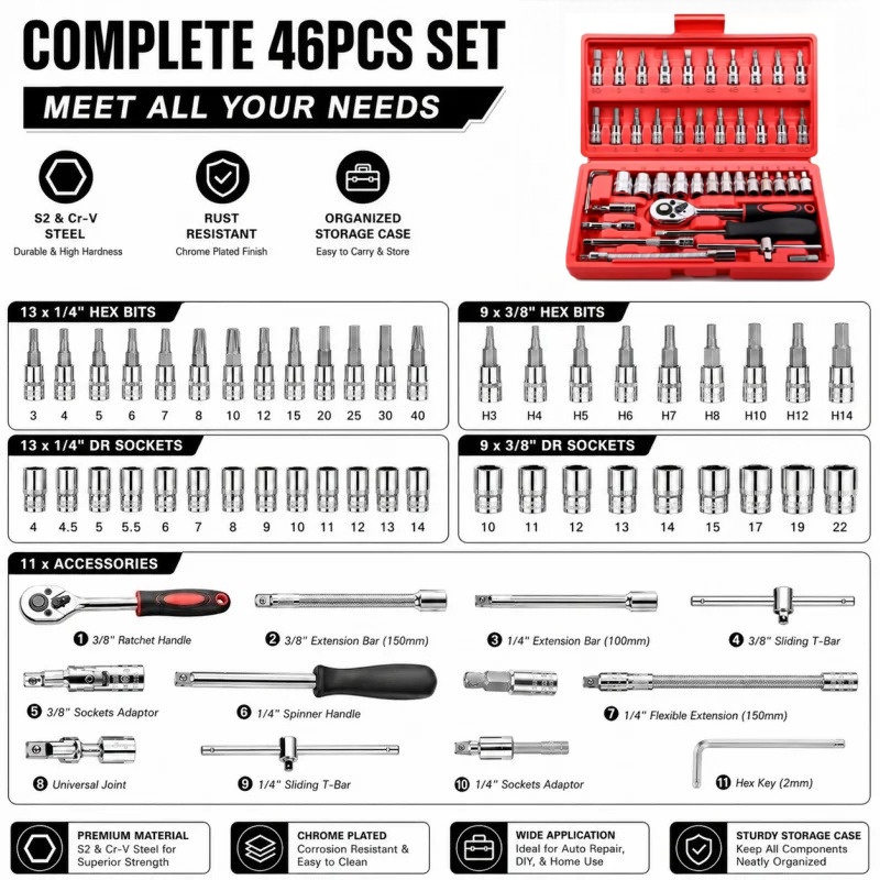 46Pc Auto Maintenance Vehicle- - Workshop Tools Sale ulasan dan harga
