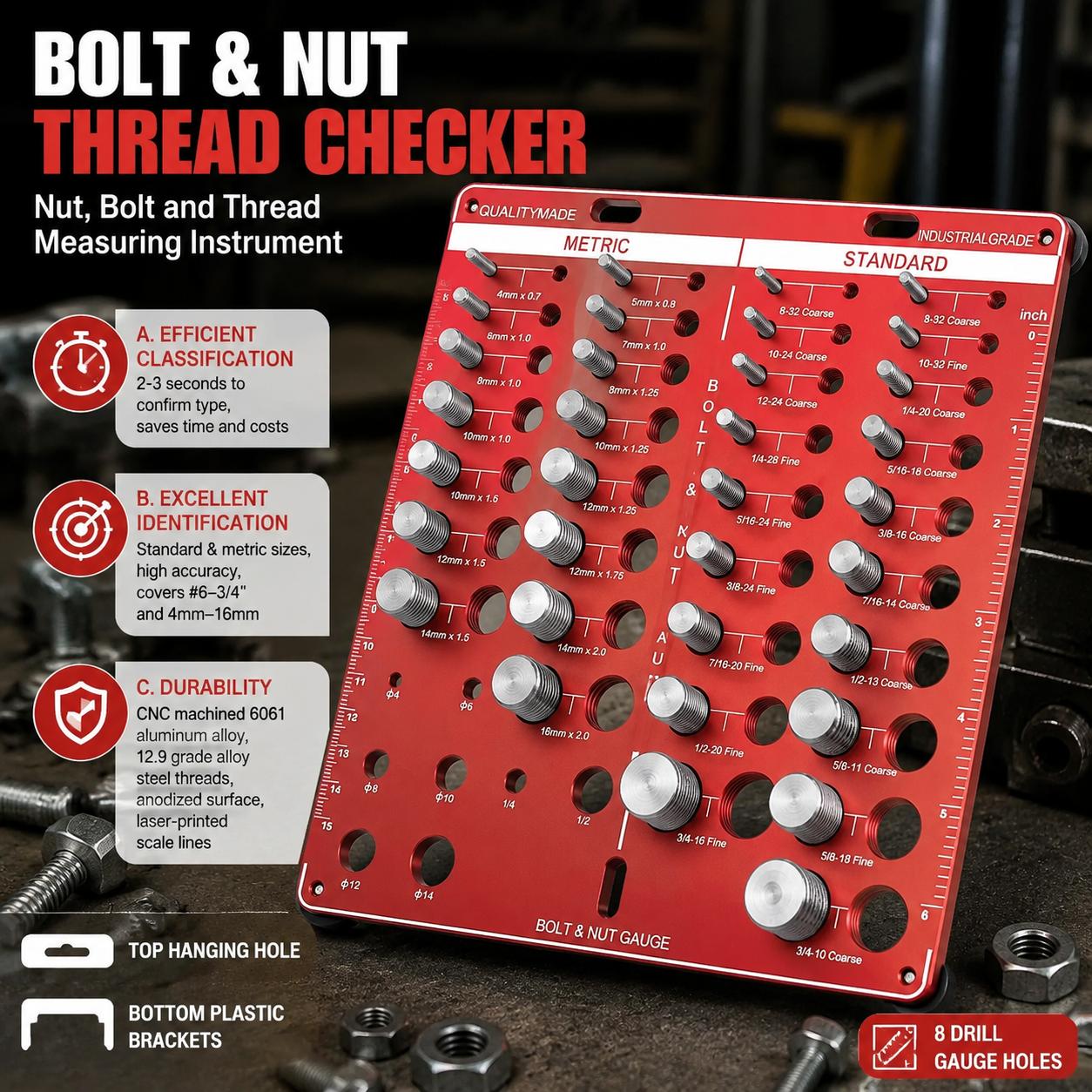 Nut and Bolt Thread Gauge Set  - Workshop Measuring Tools ulasan dan harga