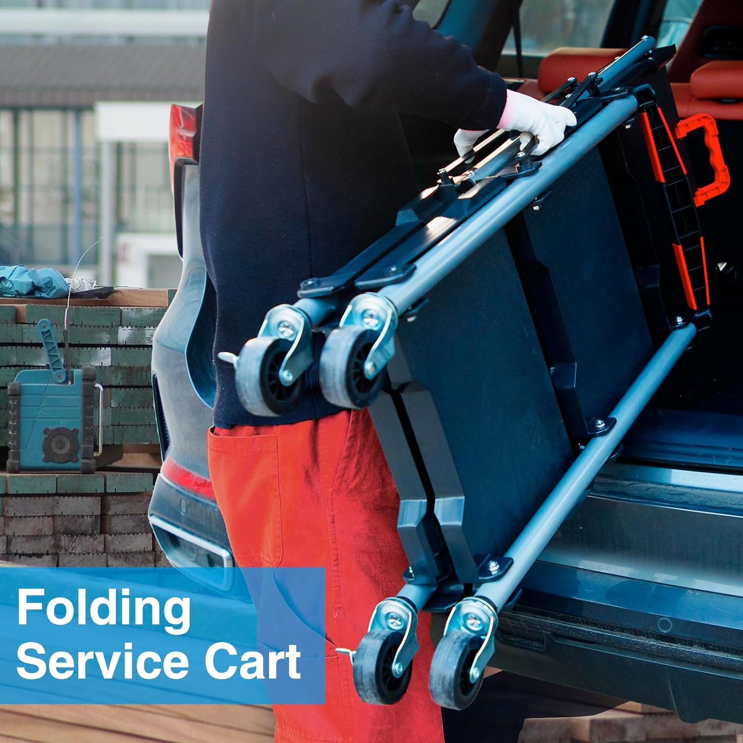 3-Shelf Foldable Rolling Utili - Workshop Tools Trolley ulasan dan harga