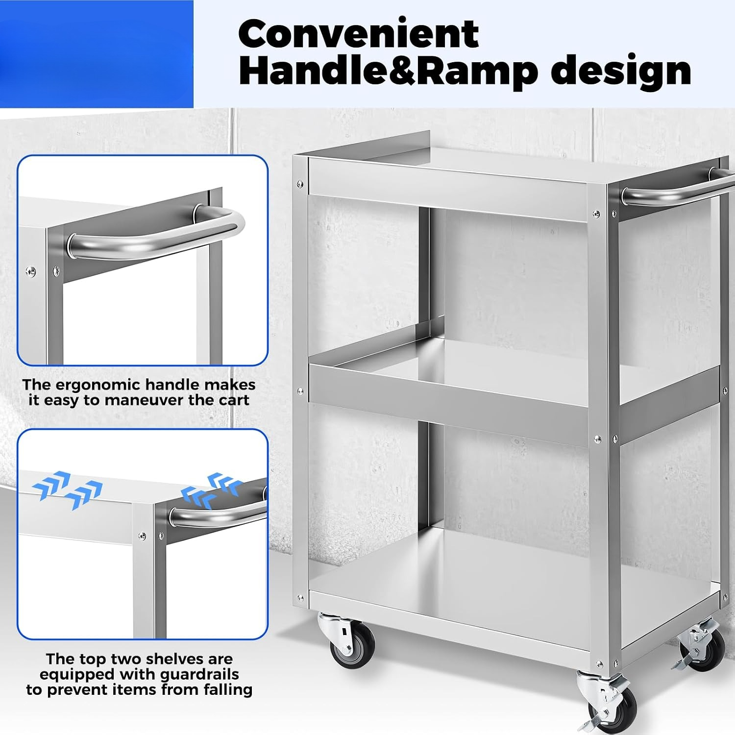 3-Tier Stainless Steel Rolling - Workshop Tools Trolley ulasan dan harga
